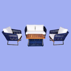 Conjunto de Sofá Laika, estrutura de alumínio revestido de corda náuitica